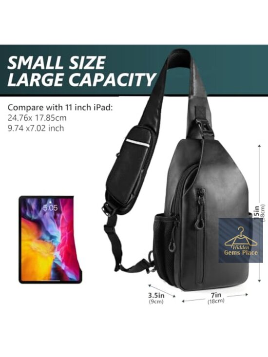 Tactical CCW Sling Bag - Premium Vegan Leather Crossbody with Anti-Theft Zipper